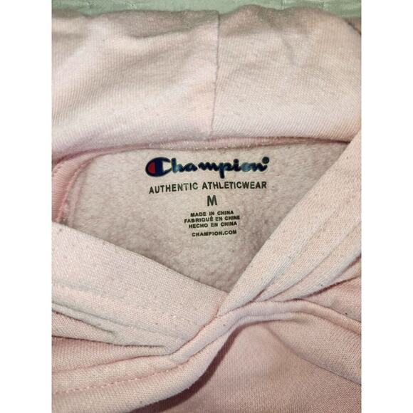Y2K Champion Soft Pink Hoodie With Front Pocket And Soft Fleece Girls Size Med - Picture 8 of 9